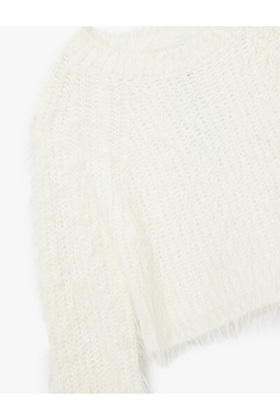 Koton Crew Neck Long Sleeve Plush Crop Sweater