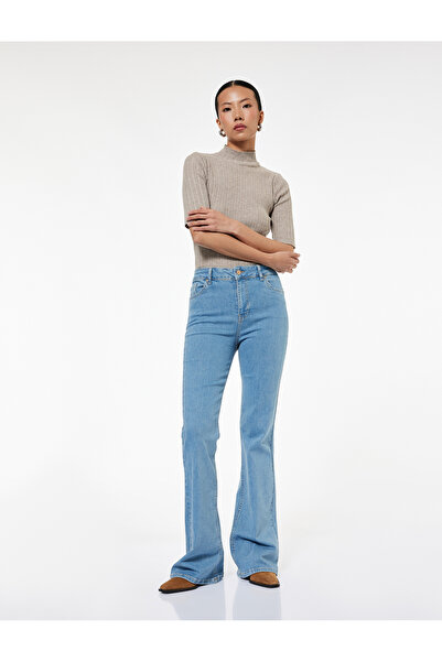 Koton Dar Kalıp Pamuklu Yüksek Bel İspanyol Paça Jean Pantolon - Flare Jeans