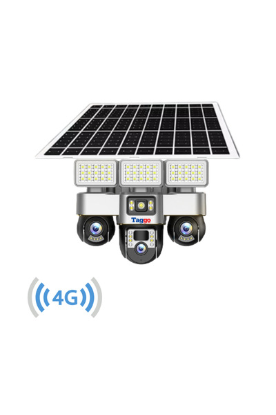 Taggo Cameră de securitate 4G cu alimentare solară, 12MP, detectare mișcare și sunet, vedere nocturnă
