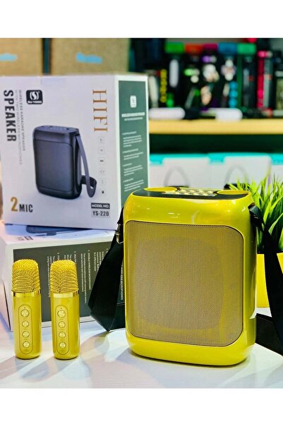 YS مكبر صوت كاريوكي خارجي مزود بأشرطة ميكروفون لاسلكي مزدوج بتقنية البلوتوث UHF مع ميكروفون