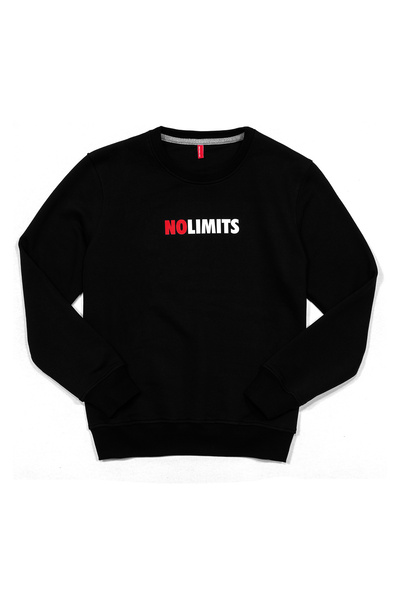 Cottonland Unisex Nolimits Three Thread Relaxed Fit O Neck Printed Cotton Sweatshirt Black