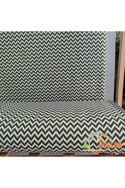 DÜŞLER EV TEKSTİLİ Πράσινο ύφασμα Panama με σχέδιο ζιγκ-ζαγκ, αντικηλιδωτικό ...