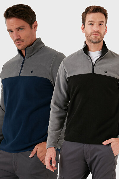 Buratti Regular Fit Anti-Pilling Χωρίς Φλούδες ψηλός λαιμός επένδυση fleece Πακέτο 2 τεμαχίων Fleece Ανδρικό POLAR 59