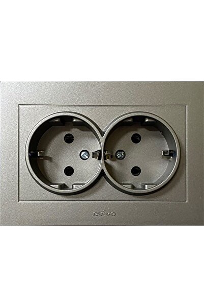 VİP AY Vip Lighting / Ovivo Grano Anthracite Double Grounded Socket with Frame