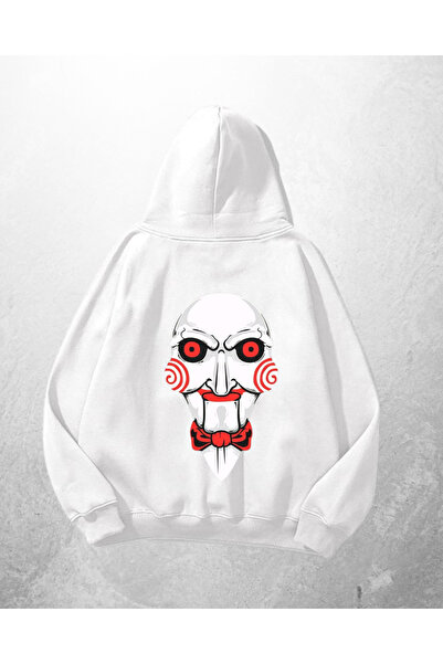 Gofeel Bela unisex jigsaw Štampano Oversize kroj dukserica sa kapuljačom