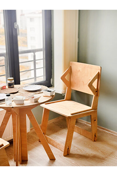 KUT TASARIM 2-4 kişilik Doğal Ahşap Mutfak Kahvaltı Seti Balkon Bahçe Masa Ta...