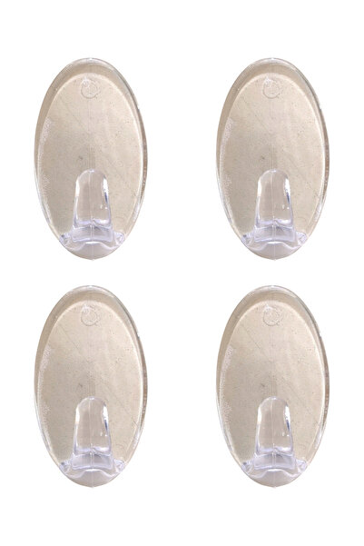 k karaaliler 4 Adet Plastik 5x3 cm Kendinden Yapışkanlı Şeffaf Güçlü Askı Kap...