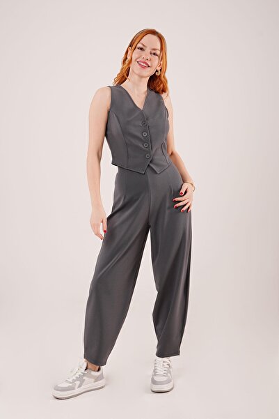 Genel Markalar Havuç Kesim Gri Pantolon