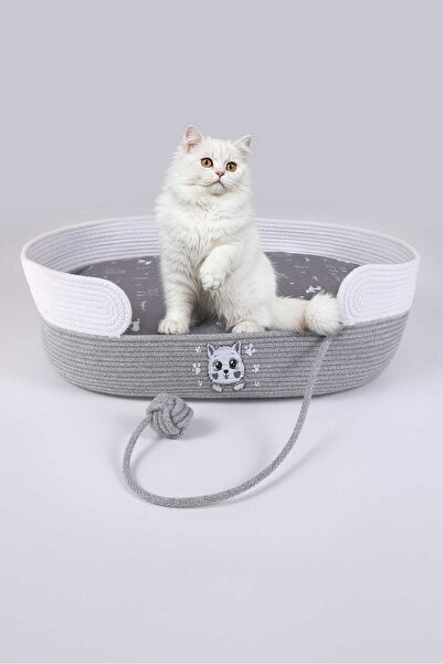 Umaybebek Kedi yatağı, 40x55 cm, hasır kedi yatağı jüt/pamuk kordon ip kedi y...