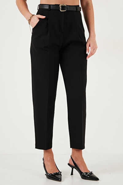 Lela Regular Fit Yüksek Bel Düz Paça Kemerli Pantolon PANTOLON 68350938