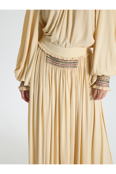 BAQA Cream Pleated Maxi Skirt