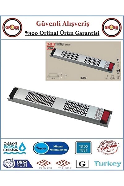 Cata 2678 LED Trafo Süper Slim Fansız - 30 Amper - Orjinal Ürün