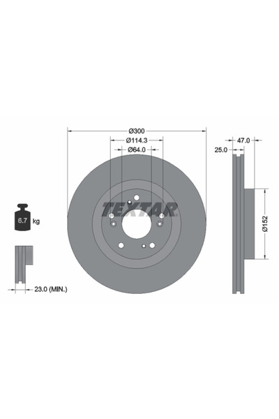 TEXTAR Set Discuri Frana Honda Cr-5 2 Honda (Dongfeng) Civic 9/Cr-5 2001-2016