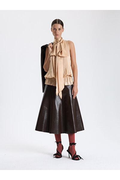 BAQA Midi Leather Skirt