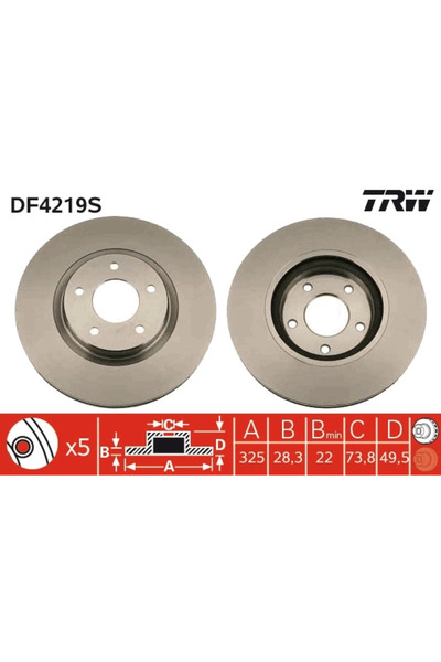TRW Set Discuri Frana Daimler Daimler Xj Jaguar Xj/Xk 8 1996-2006