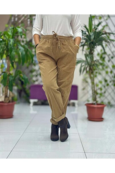 Punta Otantik YG3005 Ιταλικό βελούδινο παντελόνι με κορδόνι στη μέση Camel