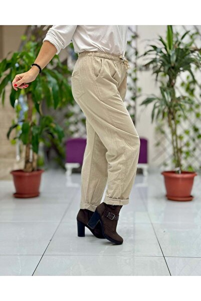 Punta Otantik Yg3005 Waist-Tied Italian Velvet Trousers Cream