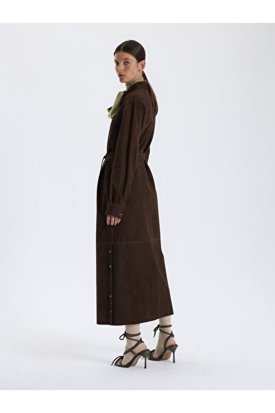 BAQA Brown Suede Belted Cap
