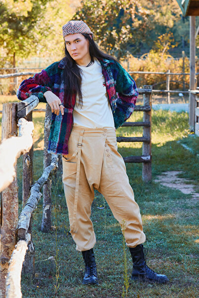 Los banditos Double Breasted Elastic Leg Buttoned Baggy Trousers