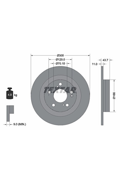 TEXTAR Спирачен диск за Honda Civic 10/Civic Xi
