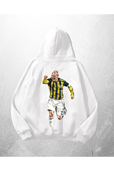 Gofeel Hanorac alb unisex Alex cu imprimeu supradimensionat Swea tricou