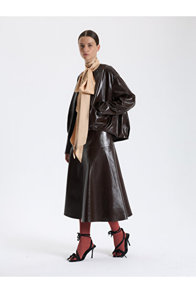 BAQA Midi Leather Skirt