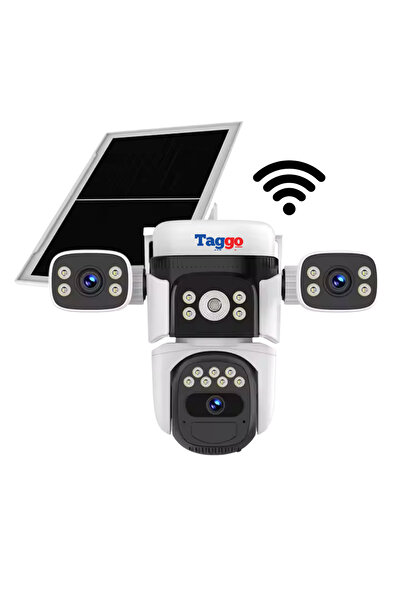 Vstar Cameră de securitate WiFi solară Taggo, lentile multiple, 12MP, stocare în cloud și SD, rezistentă la intemperii