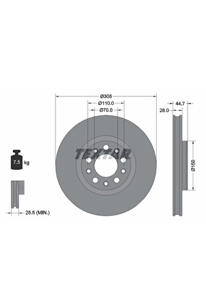 TEXTAR Спирачен диск за Alfa Romeo Giulia