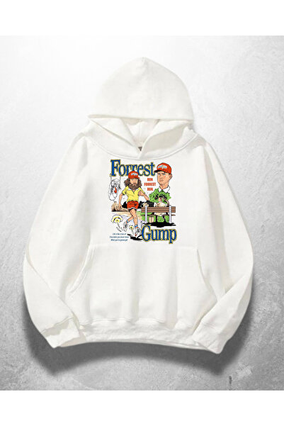 Gofeel Bela unisex majica sa kapuljačom Forrest Gump Štampano Oversize kroj