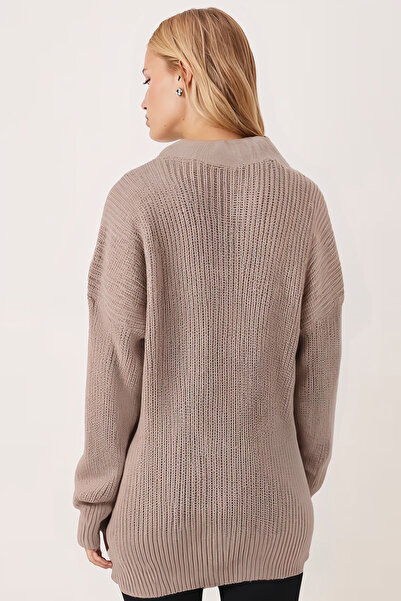 armonika Women's Beige Thessaloniki Knitted Buttoned Cardigan Arm-26K012004