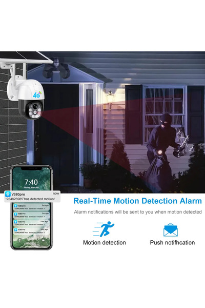 MagExpert 4G Sim Card Surveillance Camera with Solar Panel, 1080p, Rotating, Alarm, Microphone, Speaker