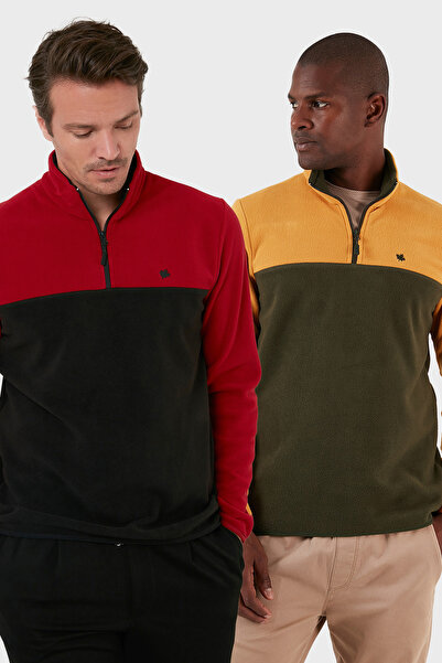 Buratti Regular Fit Anti-Pilling Χωρίς Φλούδες ψηλός λαιμός επένδυση fleece Πακέτο 2 τεμαχίων Fleece Ανδρικό POLAR 59