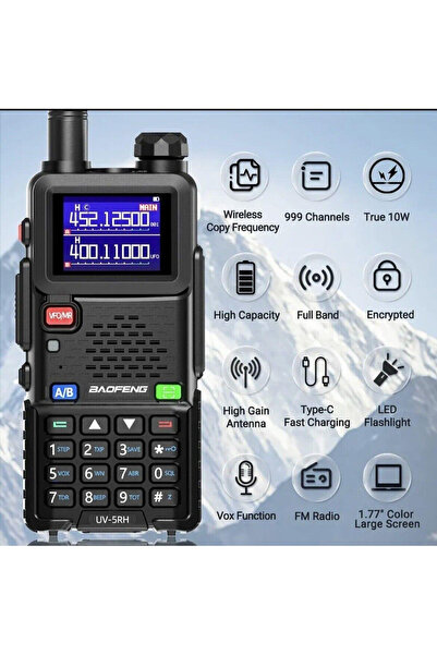 BAOFENG UV-5RH RTX PORTABIL BIBANDA VHF UHF 8 WATT ECRAN COLOR