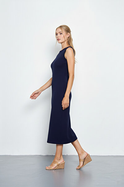 ESPİNA Long Sleeveless Dress Liner 100% Cotton Undershirt Petticoat - Navy Blue