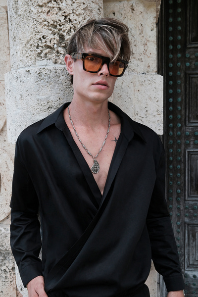 Dear Deer Cotton Satin Elegant Shirt