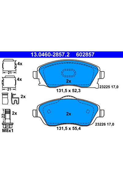 Ate Комплект накладки за дискови спирачки Opel Combo Tour/Corsa
