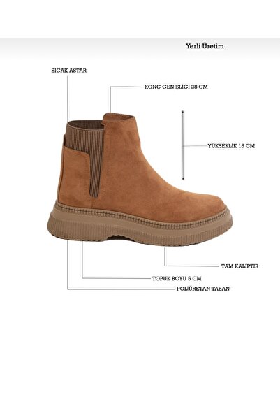 Glazy Taba Süet Kadın Bağcıksız Hafif Bot & Bootie