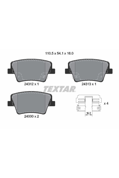 TEXTAR Комплект спирачни накладки за дискови спирачки Hyundai Santa Fe 4
