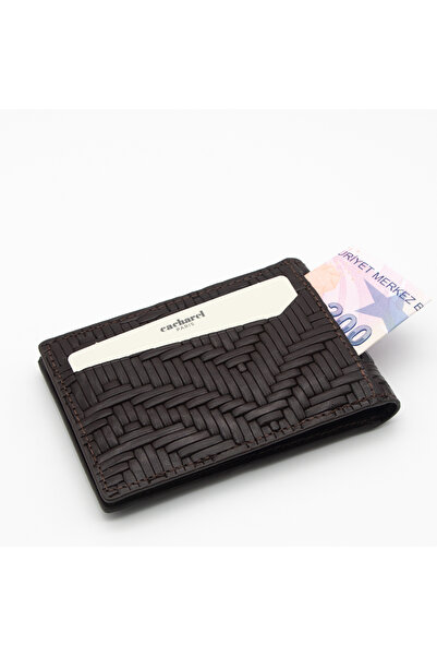 Cacharel Brown Gladiator Leather Credit Card Holder 0336g66