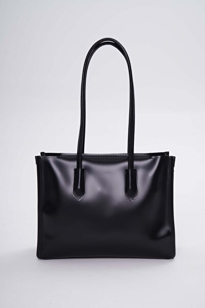CANTACOMBINE Women's Big Tote Shopper Shoulder Bag Black