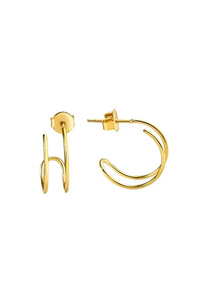 jelux silver 925 Ayar Gümüş 14 mm Luna Twist Gold Küpe