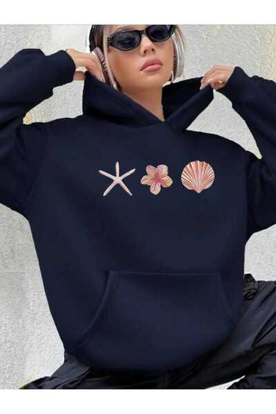 tkn your style Φούτερ με κουκούλα με σχέδιο μόδας STARFISH Trend Oversize