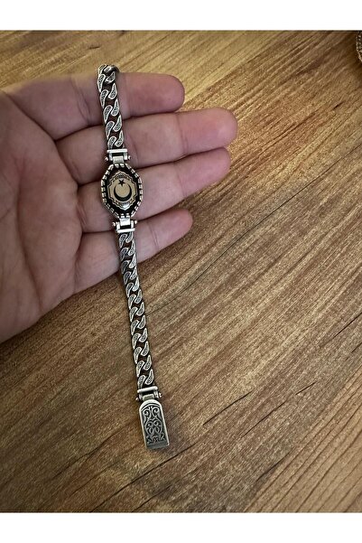 YATAĞAN GÜMÜŞ Erkek Gümüş Bileklik - Erkek Gümüş Türk Bayrağı Düz Model Bileklik