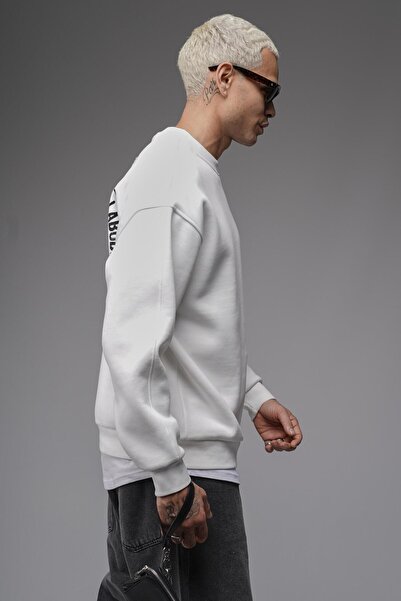 king brich Оверсайз унисекс суитшърт с принт на велосипед на деколтето