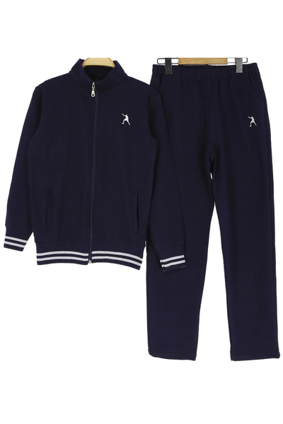 İrem Çocuk Giyim Boy/Girl Embroidered Zipper Closure Navy Blue Color Tracksui...