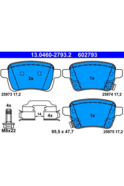 Ate Set Placute Frana Frana Disc Fiat 500L/Tipo Opel Adam/Corsa E