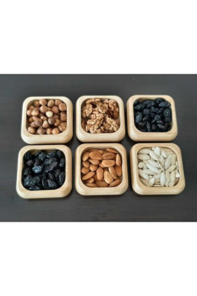 bir sürü eşya pak market 6 Pieces Bamboo Snack Serving Bowl Nut Presentation Plate - Square