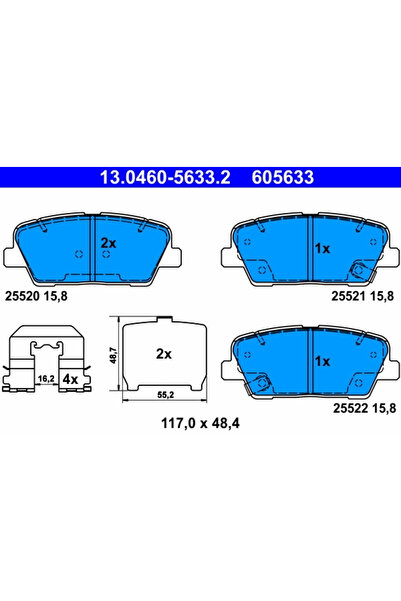 Ate Set Placute Frana Frana Disc Hyundai Grand Santa Fe/Santa Fe 2/Santa Fe 3...