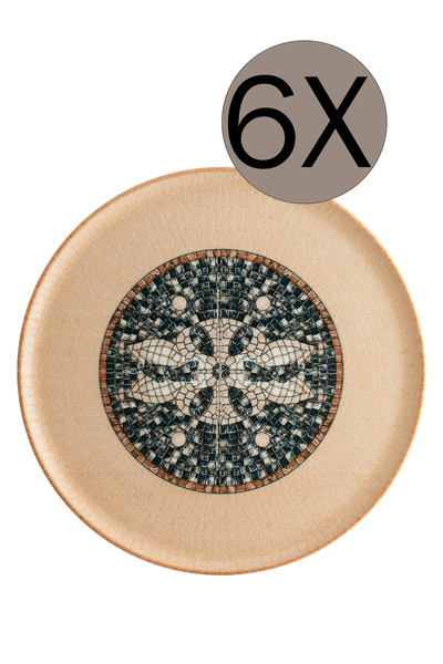 Bonna Porselen Mezopotamya Mozaik Kahve Gourmet Pizza Tabağı 32 cm 6'lı Takım S-MT-MZPMWGRM32PZ