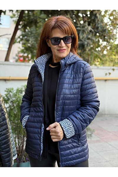 DenizEge Italian Double-Sided Short Coat Navy Blue